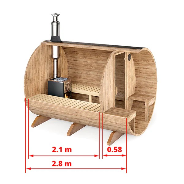 2 Person Wood Barrel Sauna Room CSA-417 Side profile