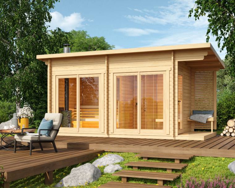 3-4 Person Hemlock Traditional Sauna Room CSA-137 Door and glass