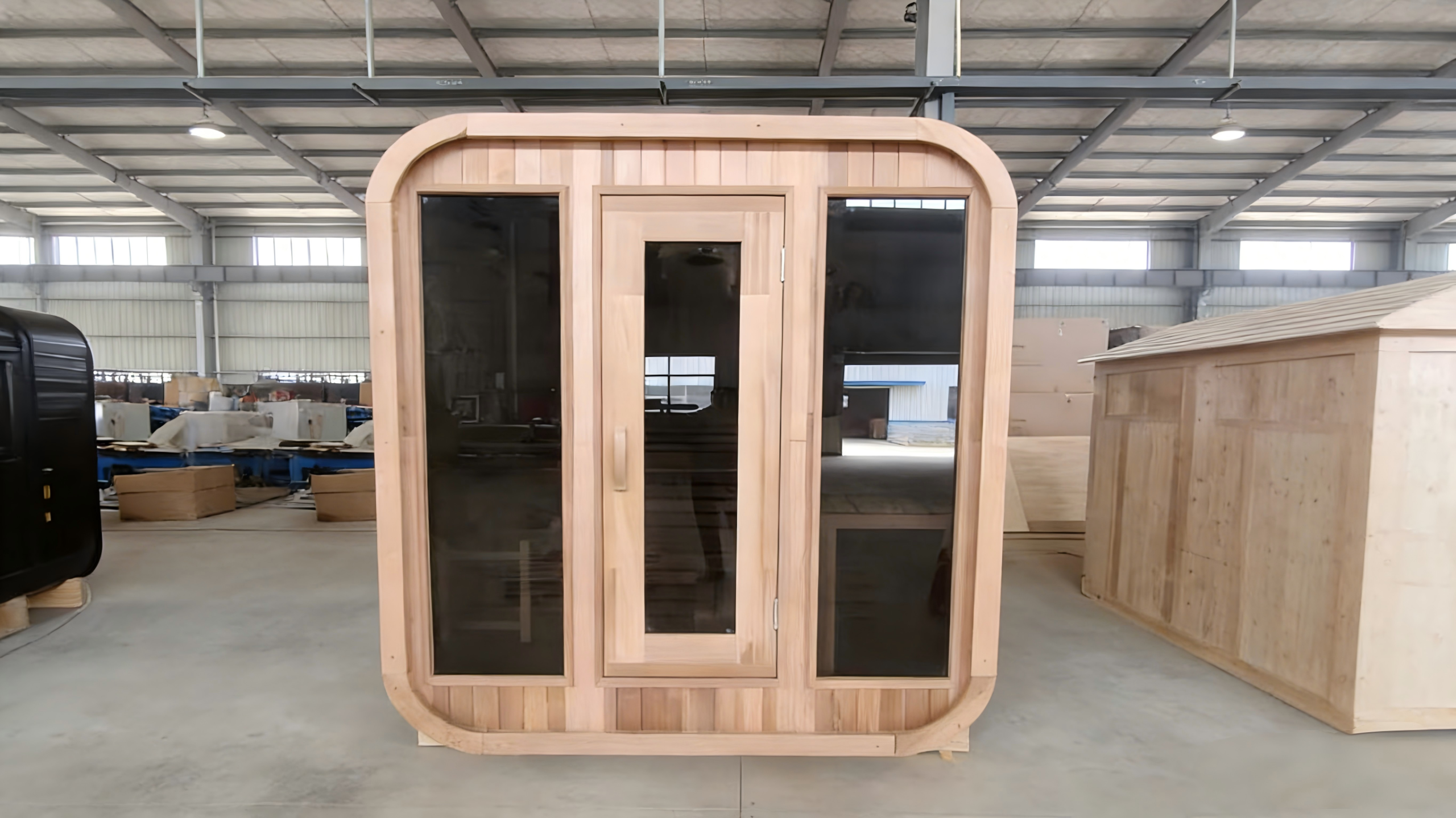 2-3 Person Hemlock Outdoor Sauna Room CSA-369 Door and glass