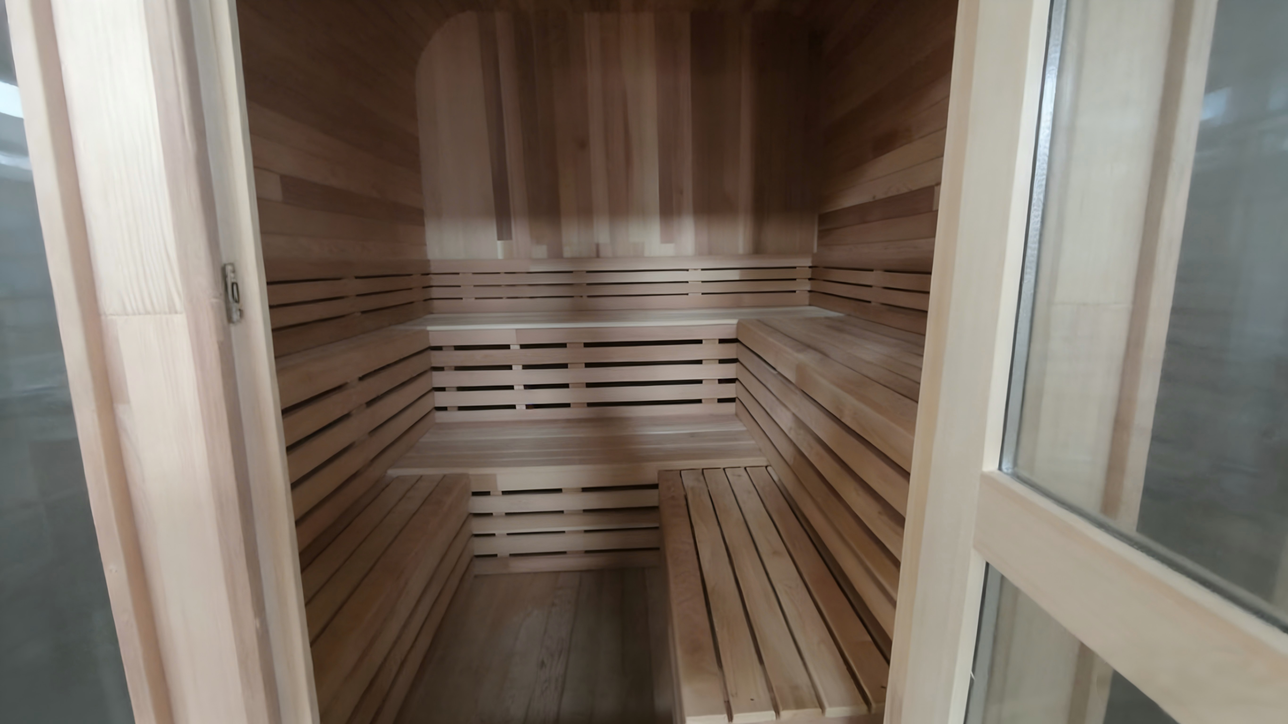 2-3 Person Hemlock Outdoor Sauna Room CSA-369 Side profile
