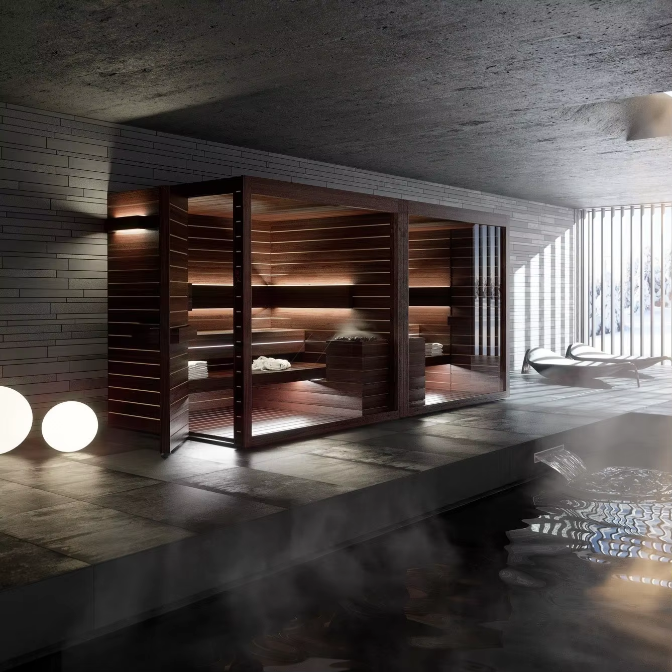 Indoor Sauna Room with Tiered Benches and Glass Front CSA-103 product view 4