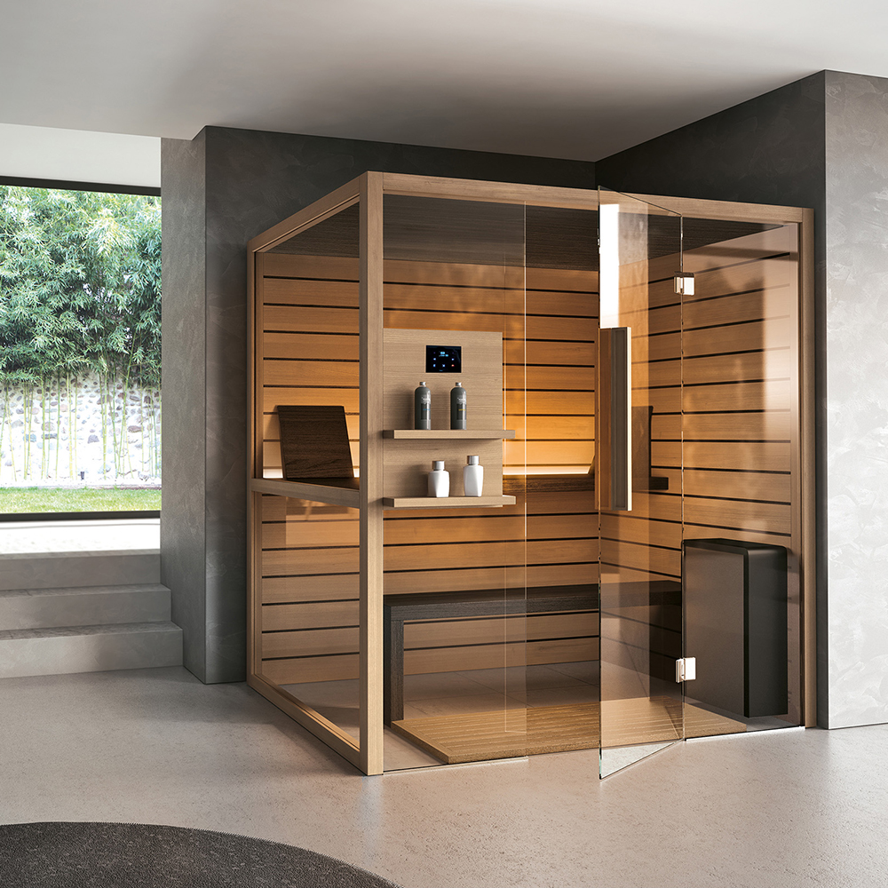 Cedar Wood Indoor Steam Sauna Room for Residential Projects Exterior angle