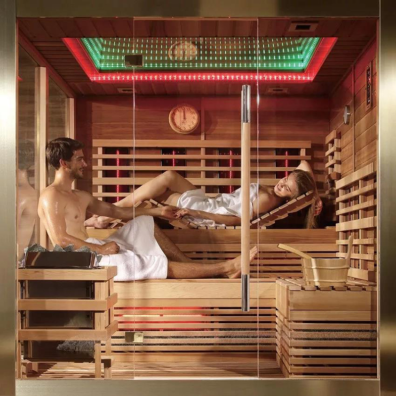 Cedar Wood Indoor Steam Sauna Room for Residential Projects Interior detail
