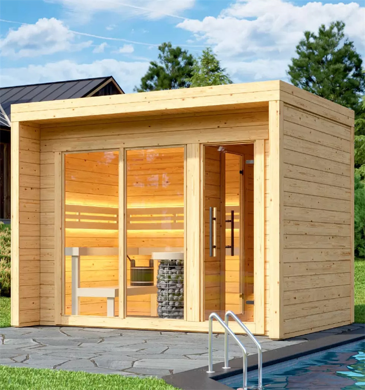 6 Person Outdoor Traditional Sauna Cabin CSA-455 Exterior angle