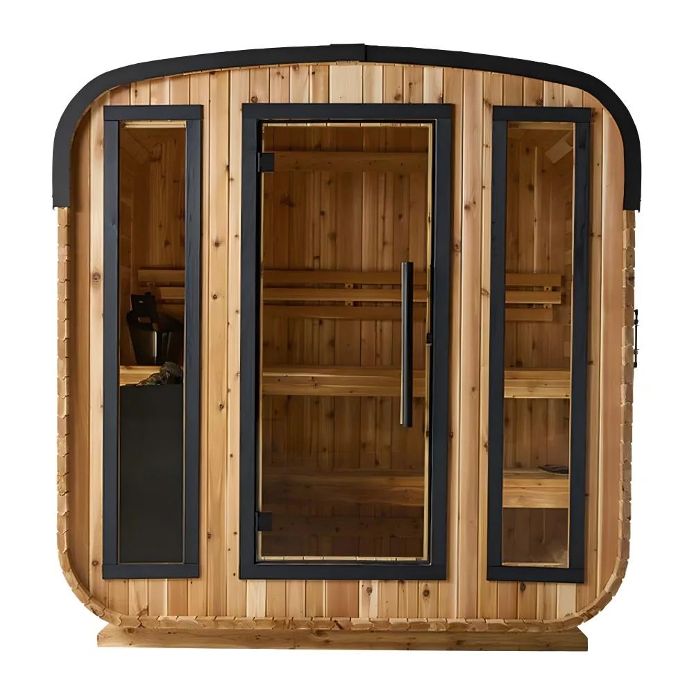 Wood Outdoor Barrel Sauna Cabin CSA-193 Exterior angle