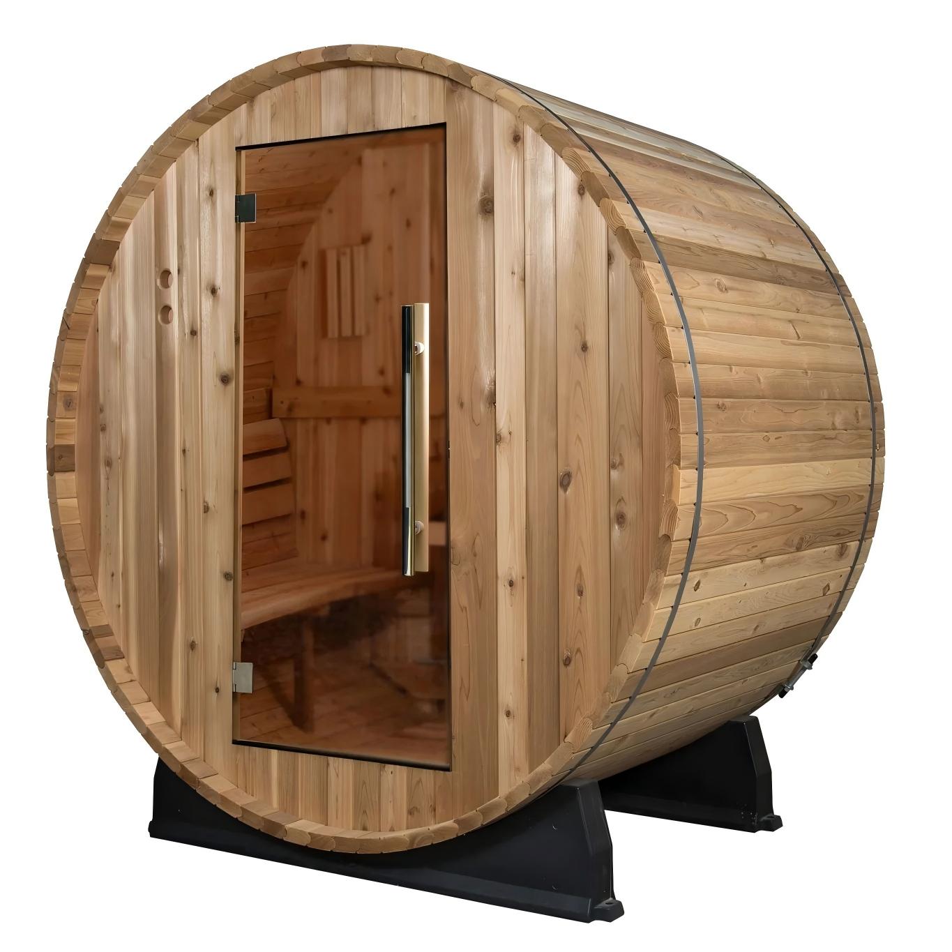 Wood Outdoor Barrel Sauna Cabin CSA-203 Exterior angle
