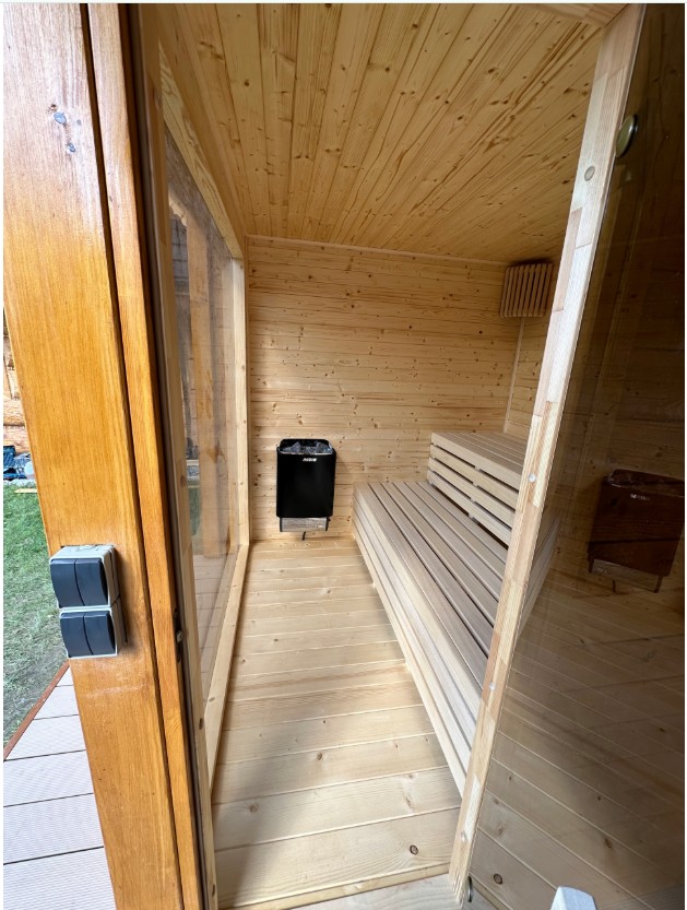 Prefab Sauna Room and Barrel Hot Tub Retreat CSA-521 Buyer reference