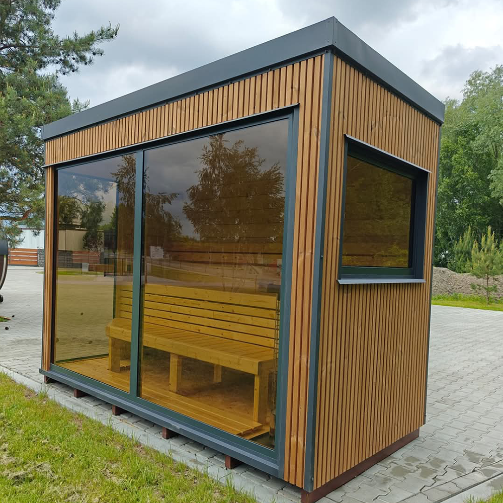 Commercial Grade Outdoor Wooden Sauna Suite 10-Person Capacity for Hotel Resort Spa Exterior angle