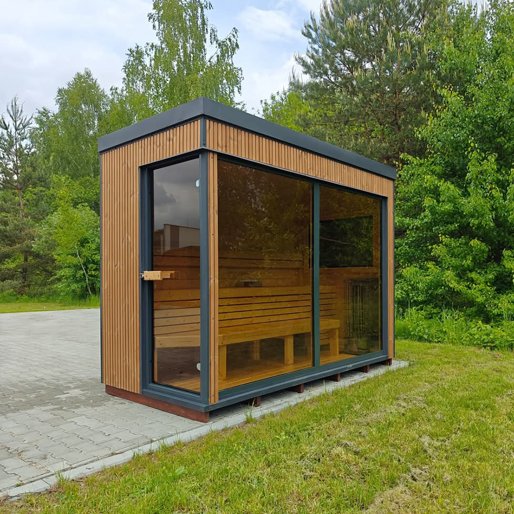 Commercial Grade Outdoor Wooden Sauna Suite 10-Person Capacity for Hotel Resort Spa Side profile