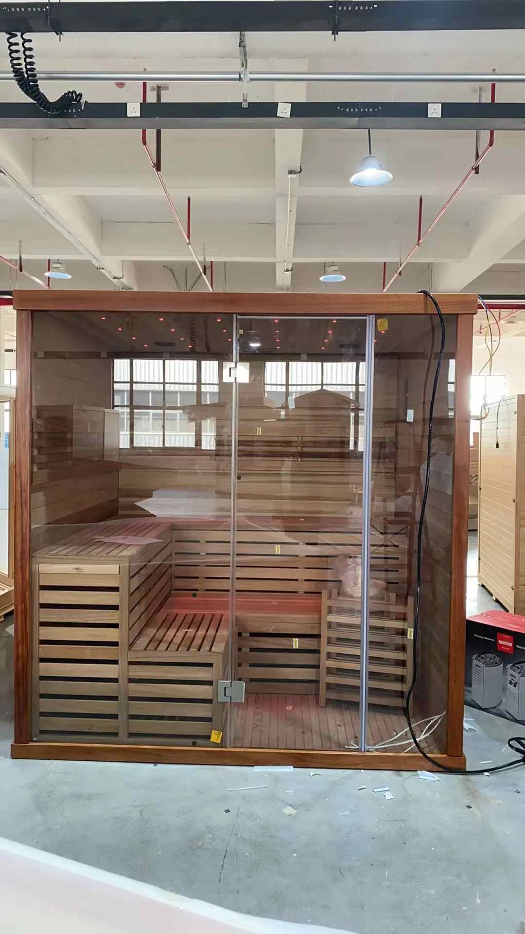 Commercial Spa Sauna Room Natural Wood Sauna Cabin Himalayan Salt Wall CSA-569 Side profile