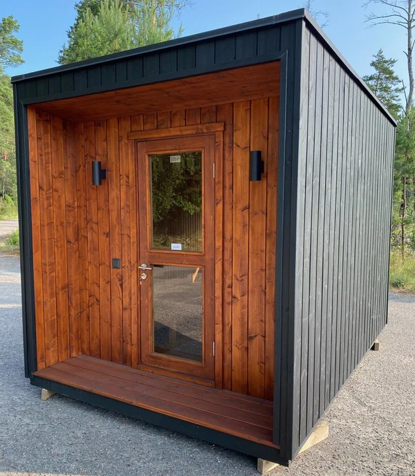 Contemporary Backyard Sauna Hut with Integrated Terrace CSA-271 Exterior angle