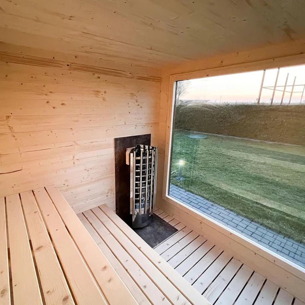 Contemporary Backyard Sauna Pod with Panoramic Glass Wall CSA-263 Exterior angle