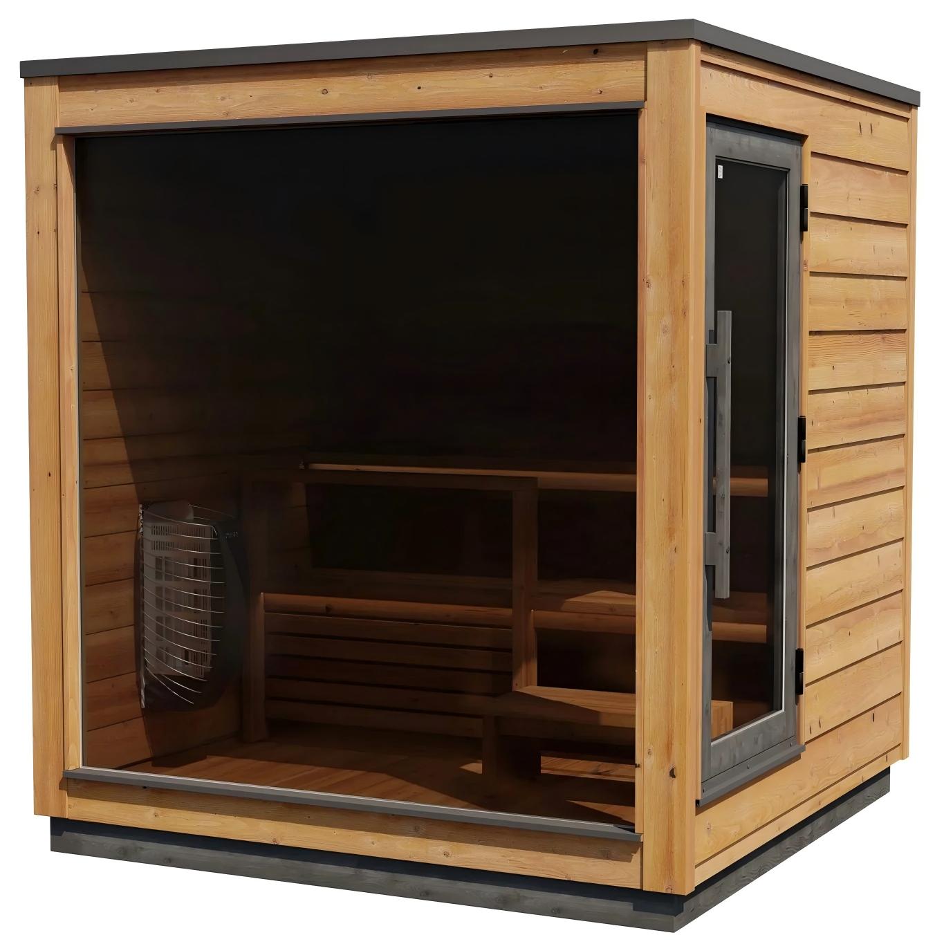 Outdoor Electric Sauna House with Full View Window Exterior angle