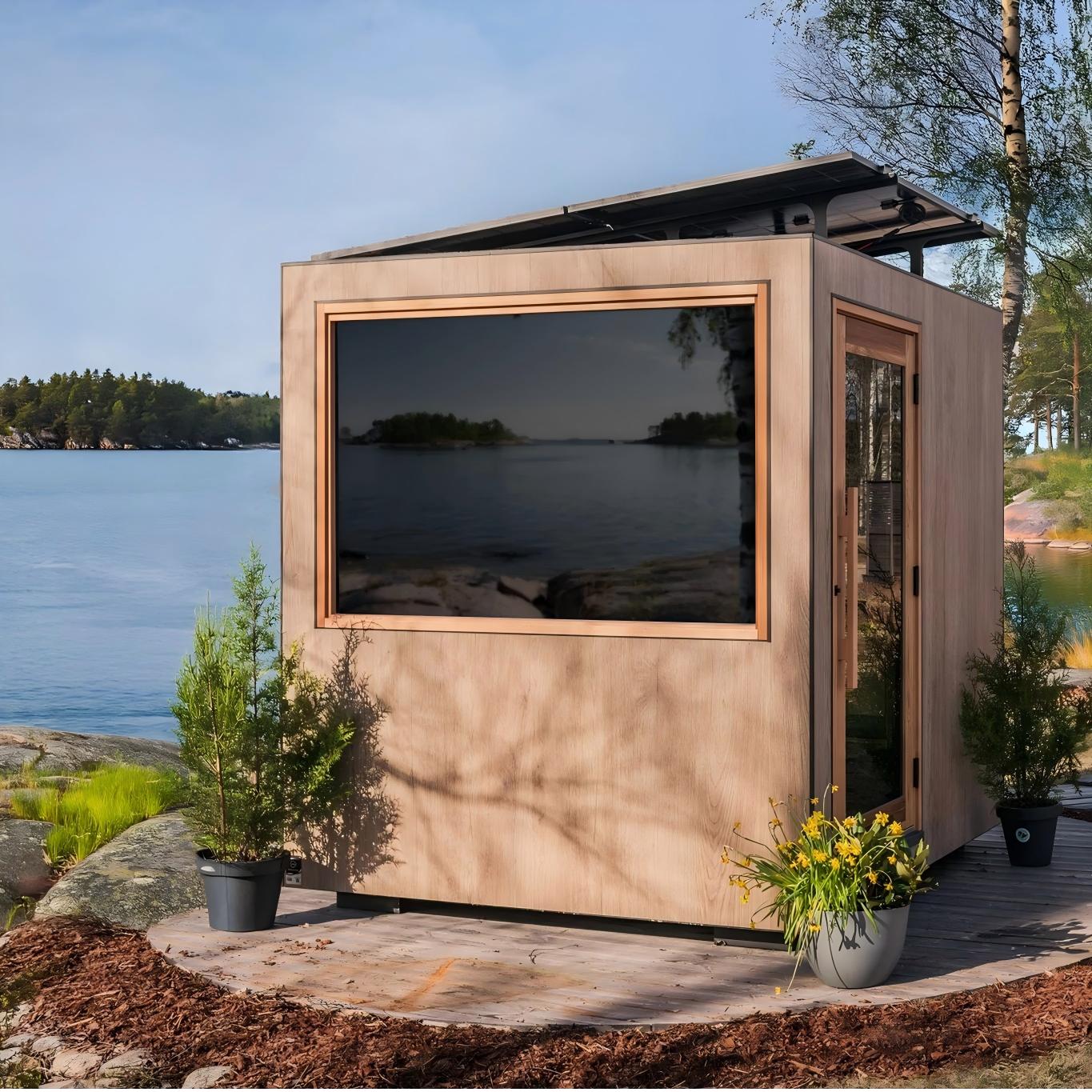 Outdoor Electric Sauna House with Full View Window Door and glass