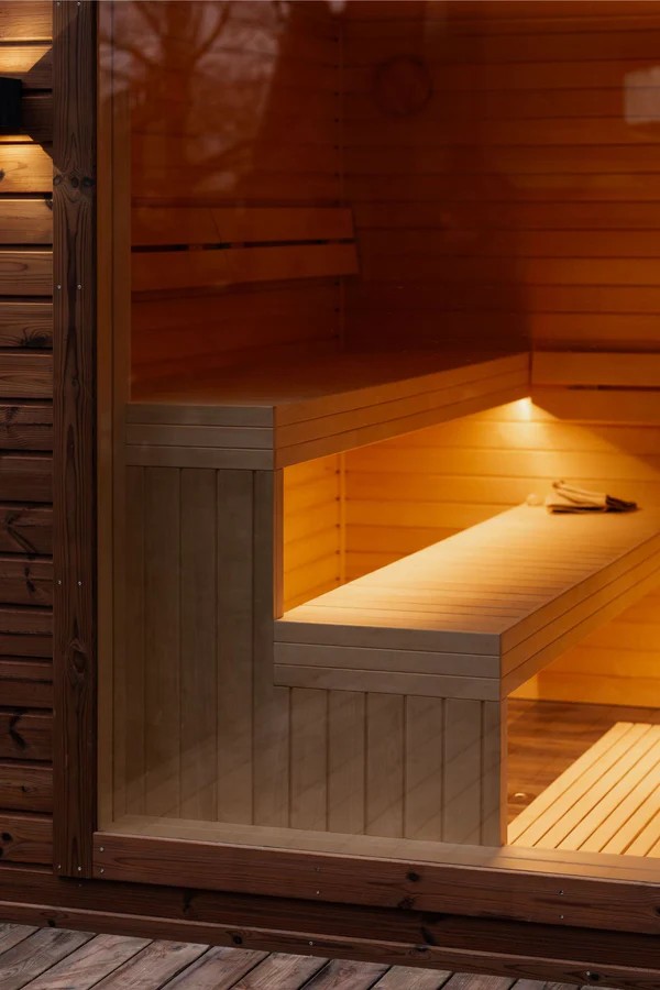 Contemporary Lakeside Sauna Pod with Integrated Wooden Deck product image