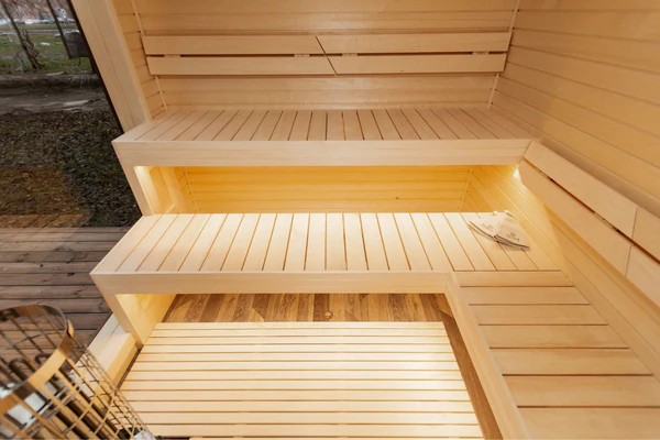 Contemporary Lakeside Sauna Pod with Integrated Wooden Deck CSA-269 Side profile