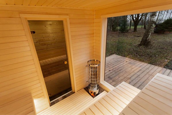 Contemporary Lakeside Sauna Pod with Integrated Wooden Deck CSA-269 Buyer reference