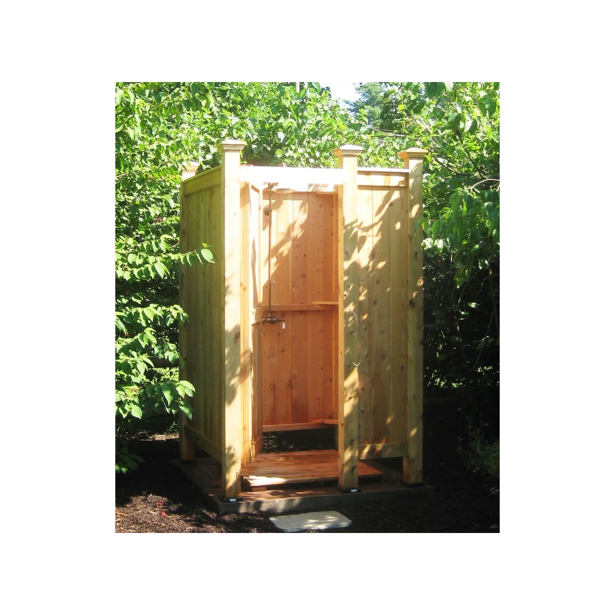 Csauna Rustic Tall Cedar Outdoor Shower Stall with Hinged Door for Garden CSA-251 Door and glass