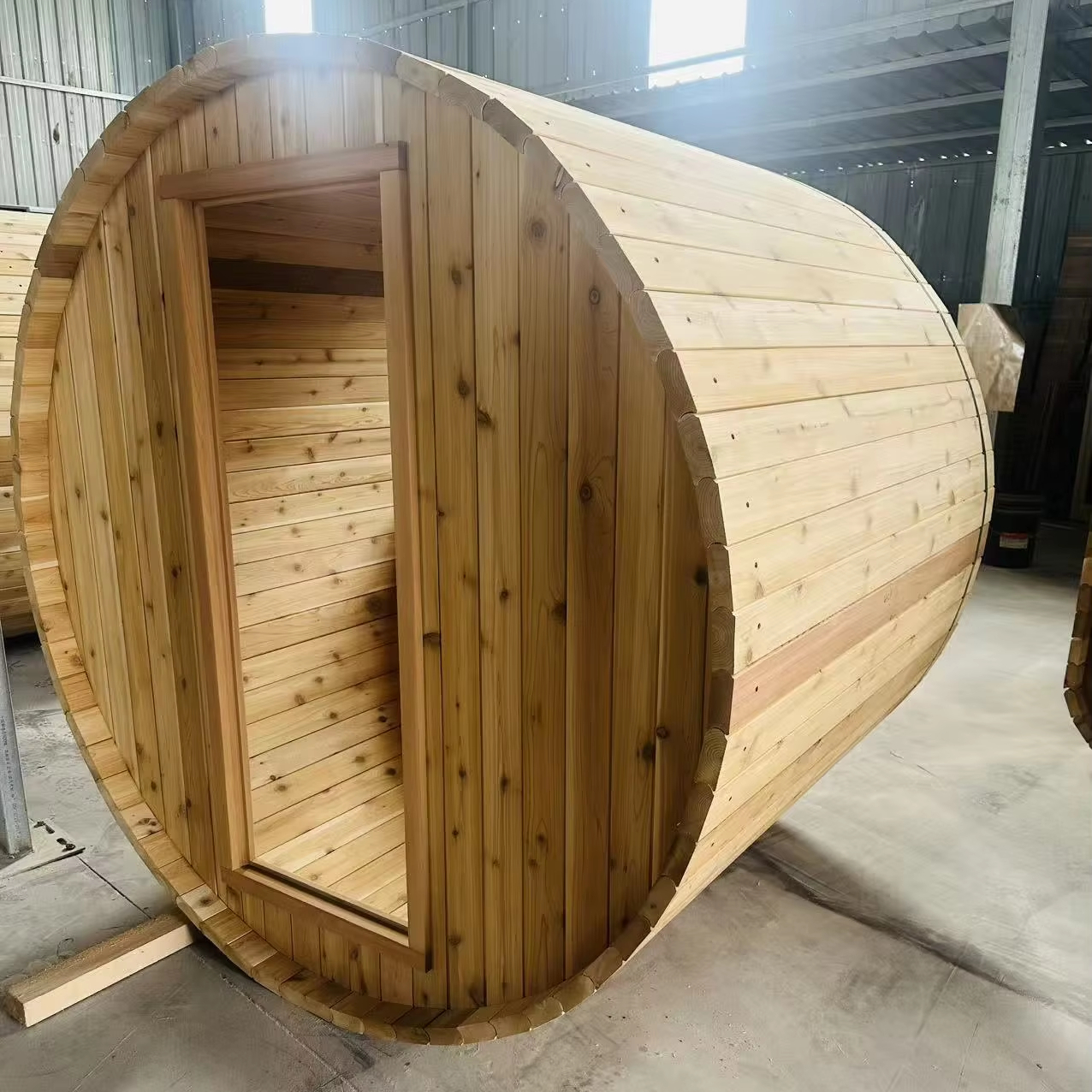 Custom Size 4-6 Person Outdoor Wood Stove Barrel Sauna CSA-214 Main view