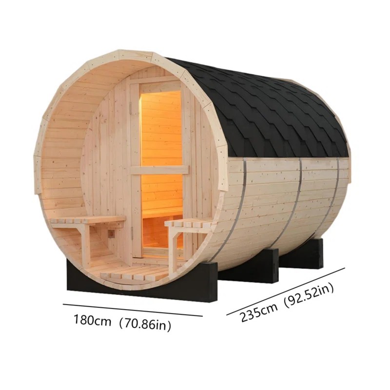 Custom Size Prefab Outdoor Wooden Sauna House Side profile