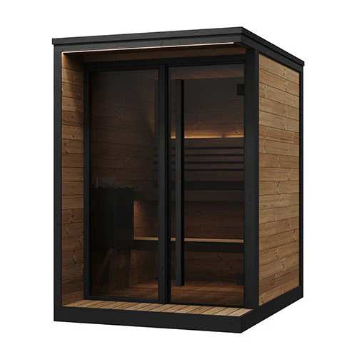 Custom Weather-Resistant Wooden Sauna - Outdoor Garden Villa Sauna House with Dry Heater Interior detail