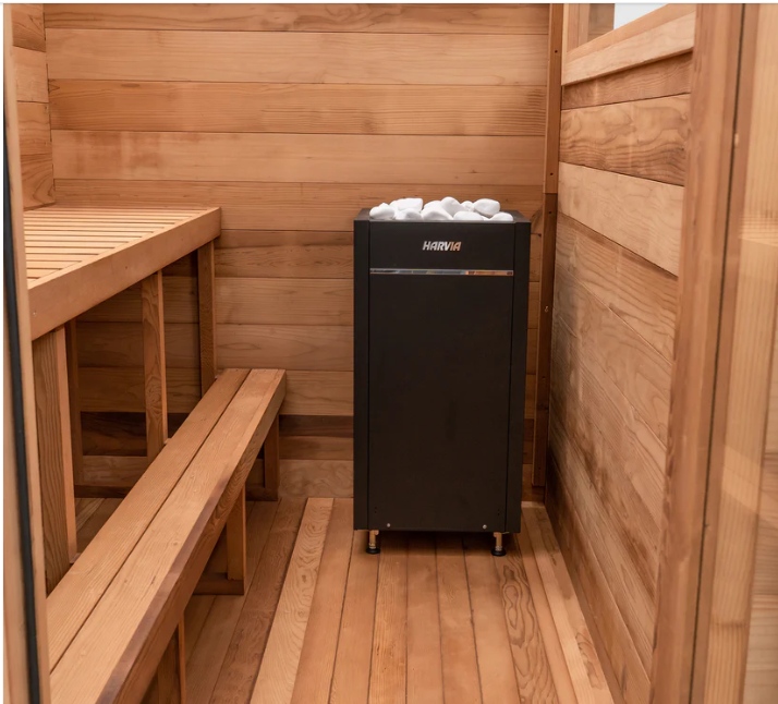 Hemlock Outdoor Sauna Room with Stove Option with Stove Option CSA-382 Exterior angle