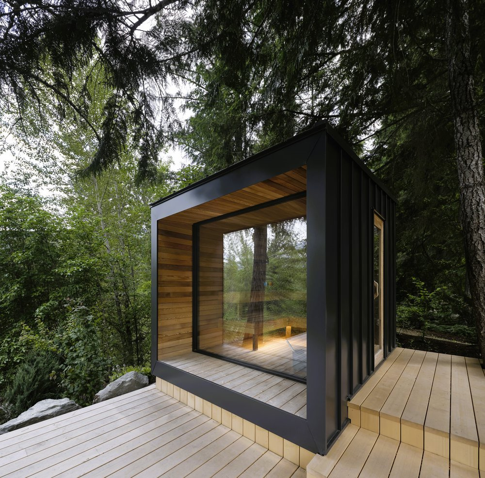 Customizable Size New Design 10 Person Square Cube Outdoor Wooden Steam Sauna Guangdong Exterior angle