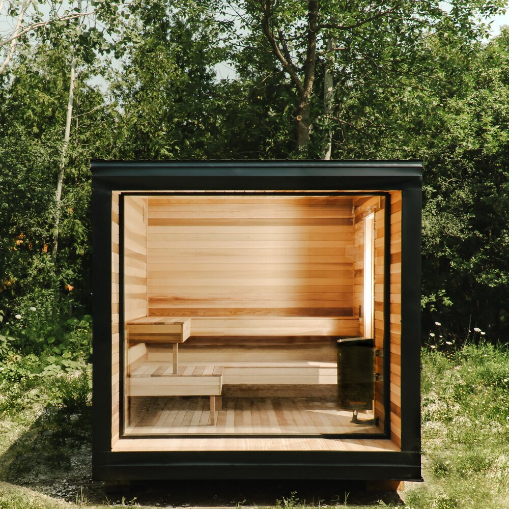 Customizable Size New Design 10 Person Square Cube Outdoor Wooden Steam Sauna Guangdong Interior detail