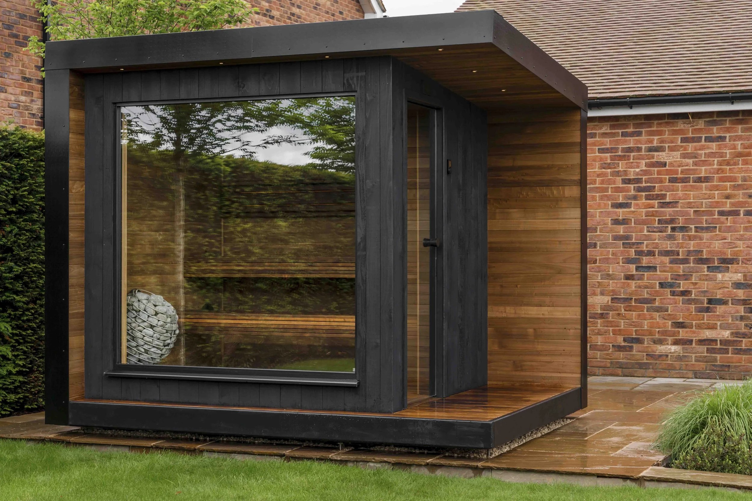 3-6 Person Custom Outdoor Wood Sauna with Personalized Layout CSA-390 Door and glass