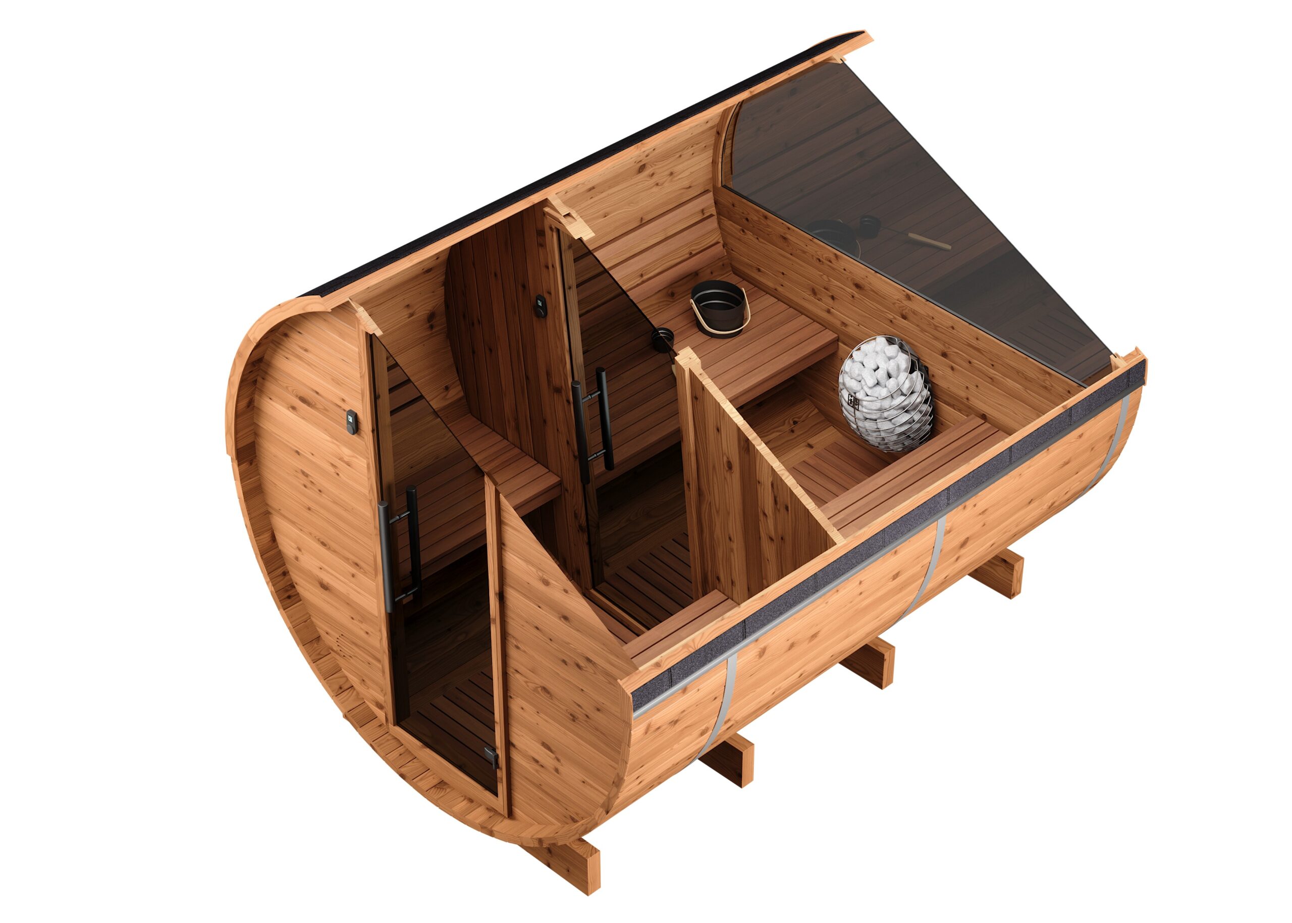 4 Person Wood Outdoor Barrel Sauna CSA-111 Door and glass