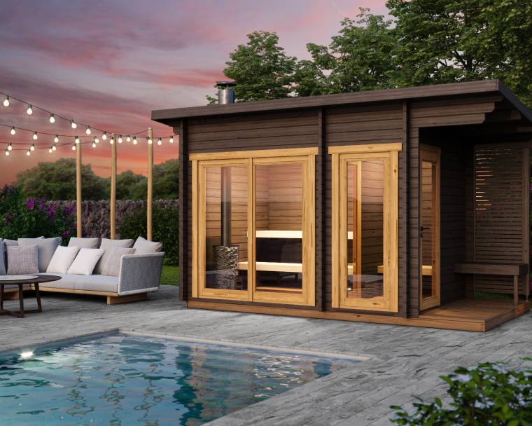Wood Outdoor Traditional Sauna Cabin CSA-107 Exterior angle