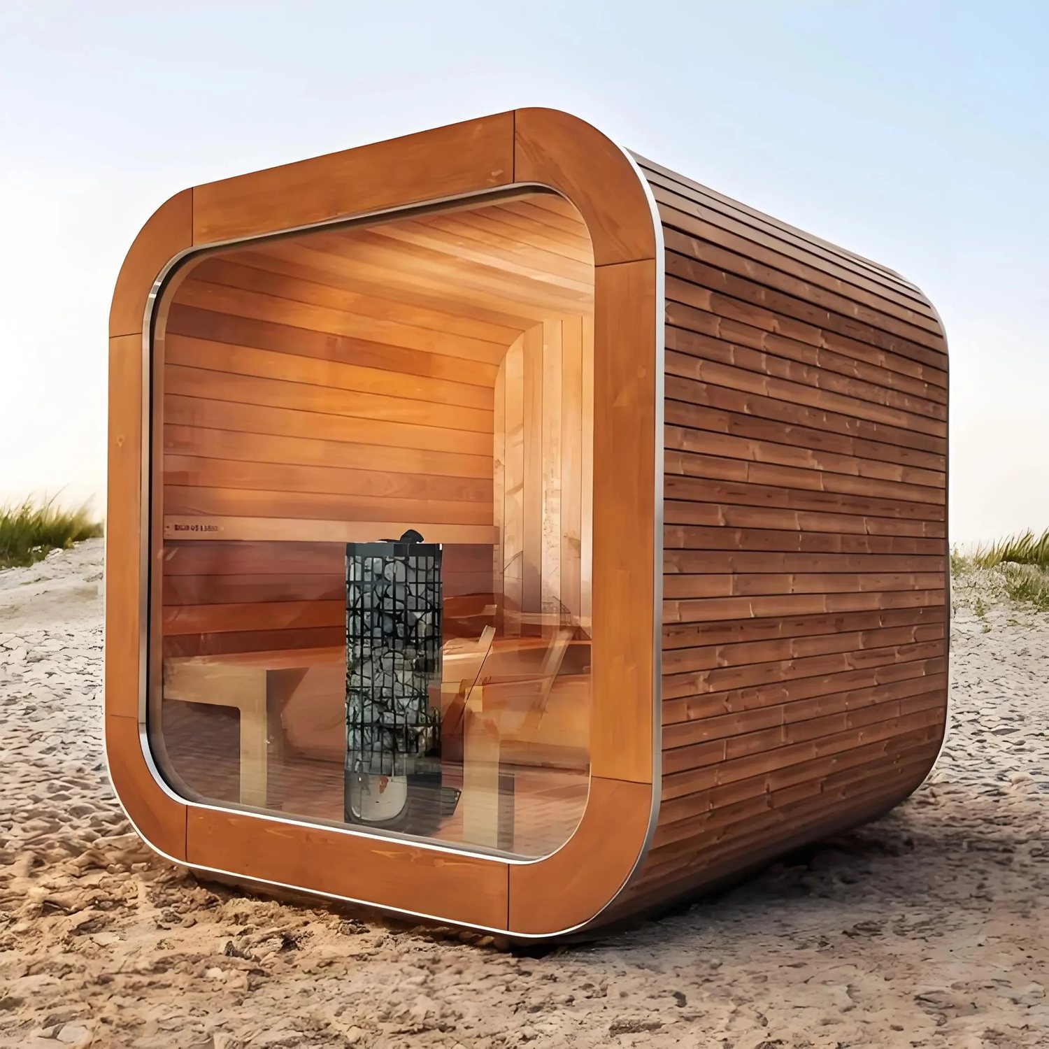 Dark Sauna House with Shower Annex and Wood Finish CSA-23 product view 3