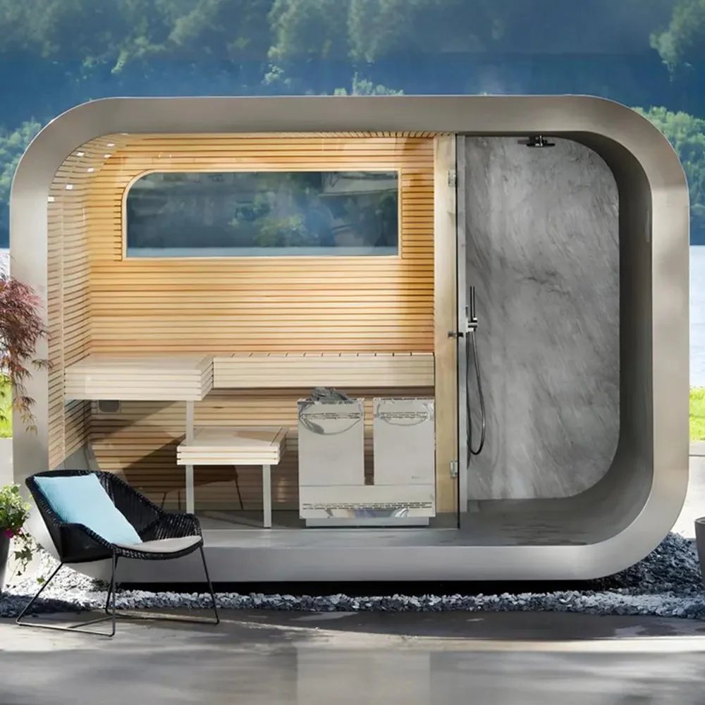 Dark Sauna House with Shower Annex and Wood Finish CSA-23 product view 4