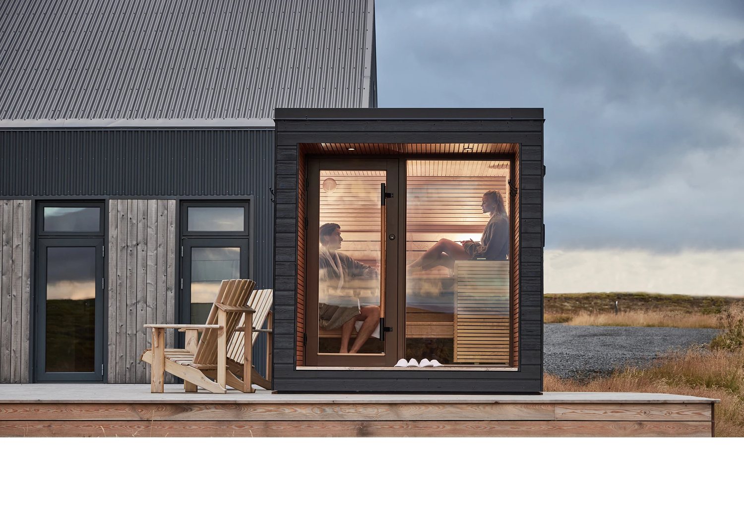 Deluxe Black Wooden Sauna Cabin CSA-11 Side view