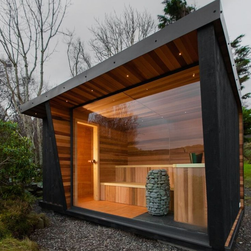 Design Wooden Outdoor Sauna Make with Thermowood Traditional Sauna Door and glass
