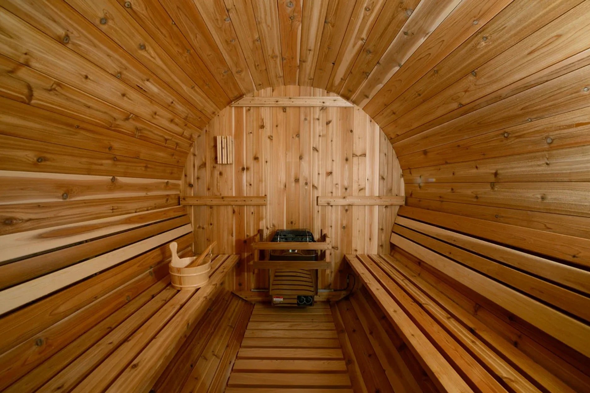Wood Outdoor Barrel Sauna Room CSA-217 Side profile