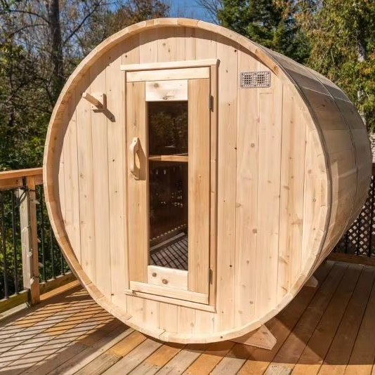 6 Person Pine Outdoor Sauna Cabin for Backyard Projects CSA-412 Exterior angle