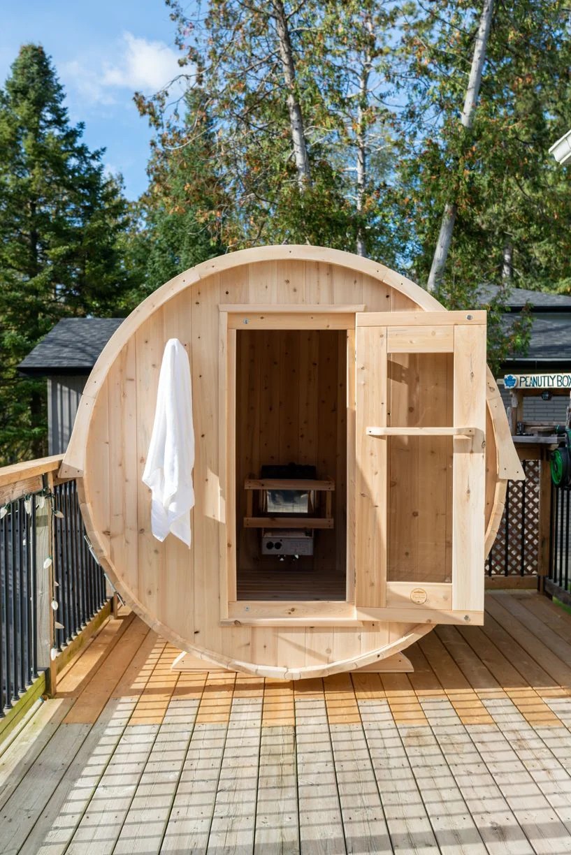 6 Person Pine Outdoor Sauna Cabin for Backyard Projects CSA-412 Door and glass
