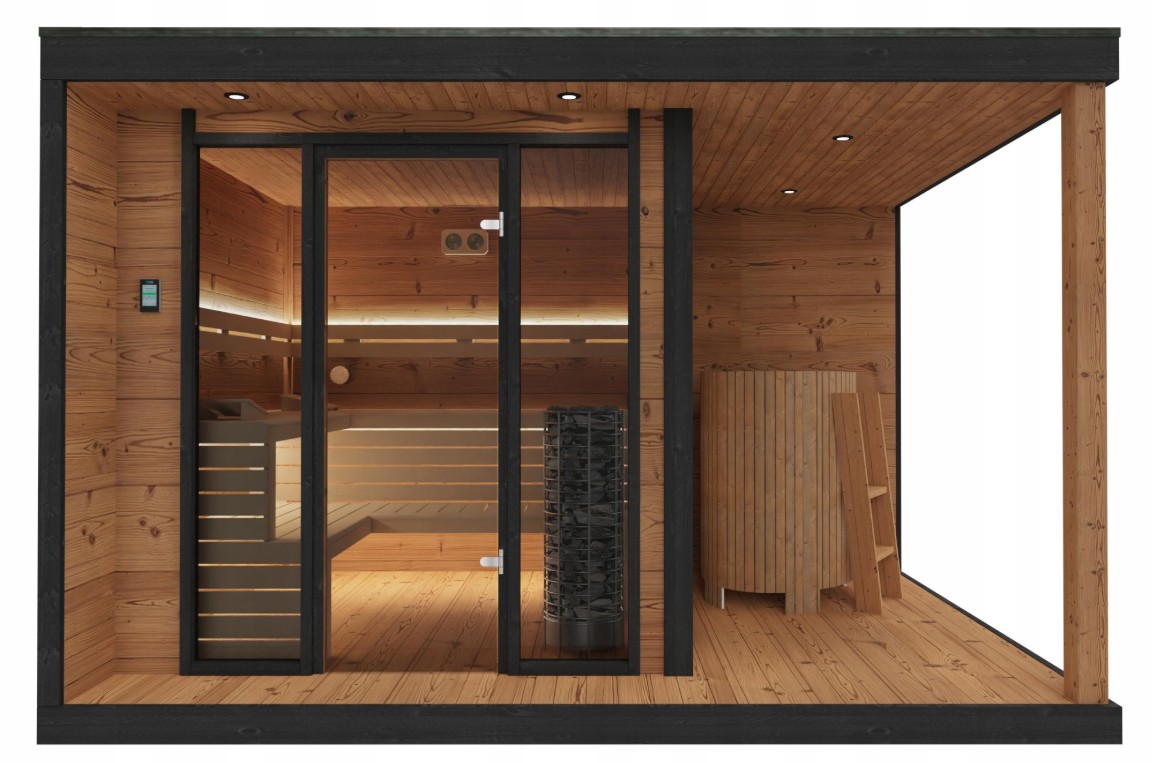 Eco-Friendly 5-7 Person Cedar Outdoor Sauna Room with Solar-Ready Option with Solar-Ready Option with Solar Panel Option Interior detail