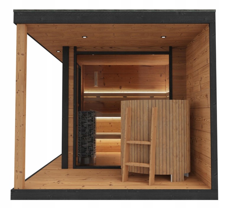 Eco-Friendly 5-7 Person Cedar Outdoor Sauna Room with Solar-Ready Option with Solar-Ready Option with Solar Panel Option Door and glass