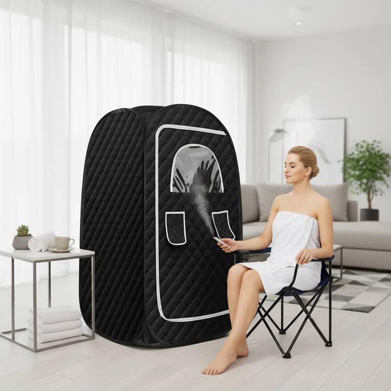 Eco-Friendly Portable Sauna Kit - Non-Toxic Foldable Steam Sauna, Ideal for Daily Home Spa Relaxation Door and glass