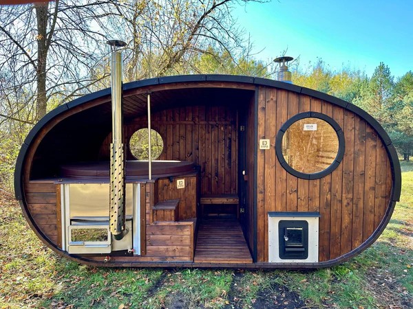 Egg-Shaped Outdoor Sauna Cabin with Hot Tub CSA-275 product image