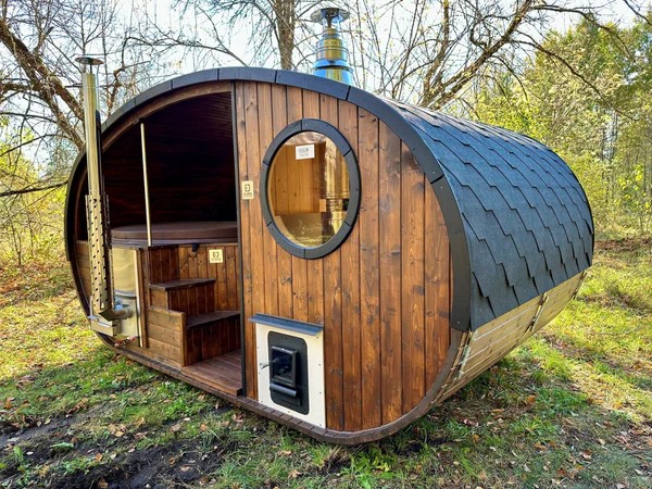 Egg-Shaped Outdoor Sauna Cabin with Hot Tub CSA-275 product image