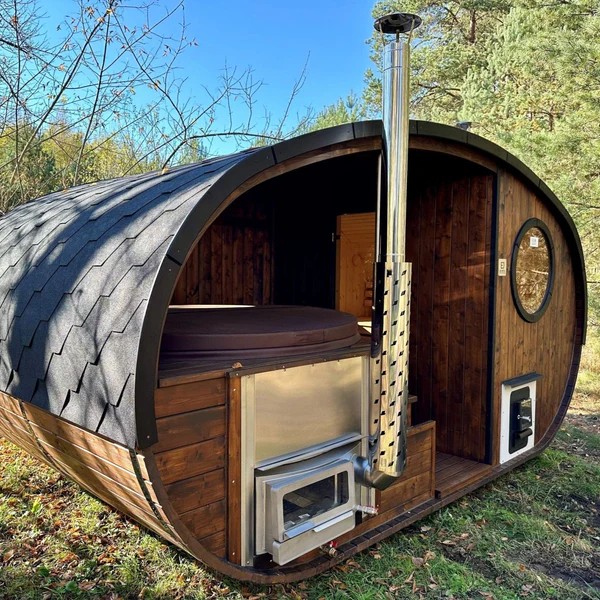 Egg-Shaped Outdoor Sauna Cabin with Hot Tub CSA-275 product image