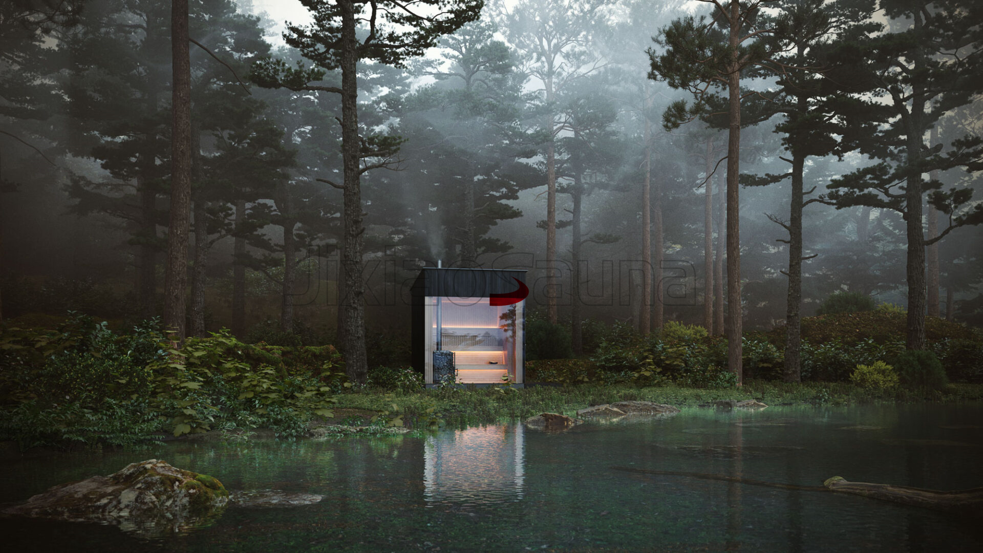 Enchanted Forest Wooden Sauna Cabin with Transparent Wall and Natural CSA-505 product image