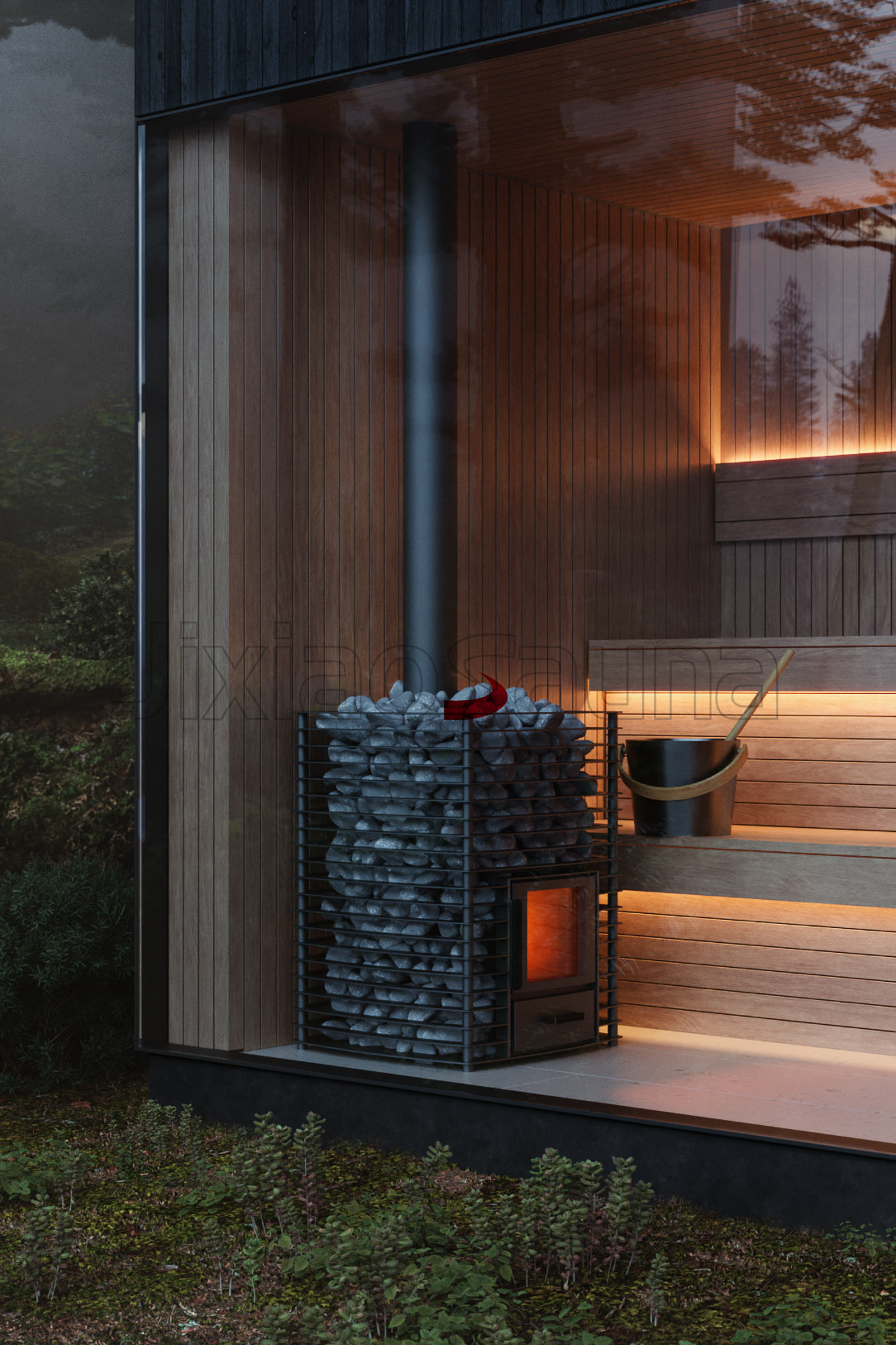 Enchanted Forest Wooden Sauna Cabin with Transparent Wall and Natural CSA-505 product image