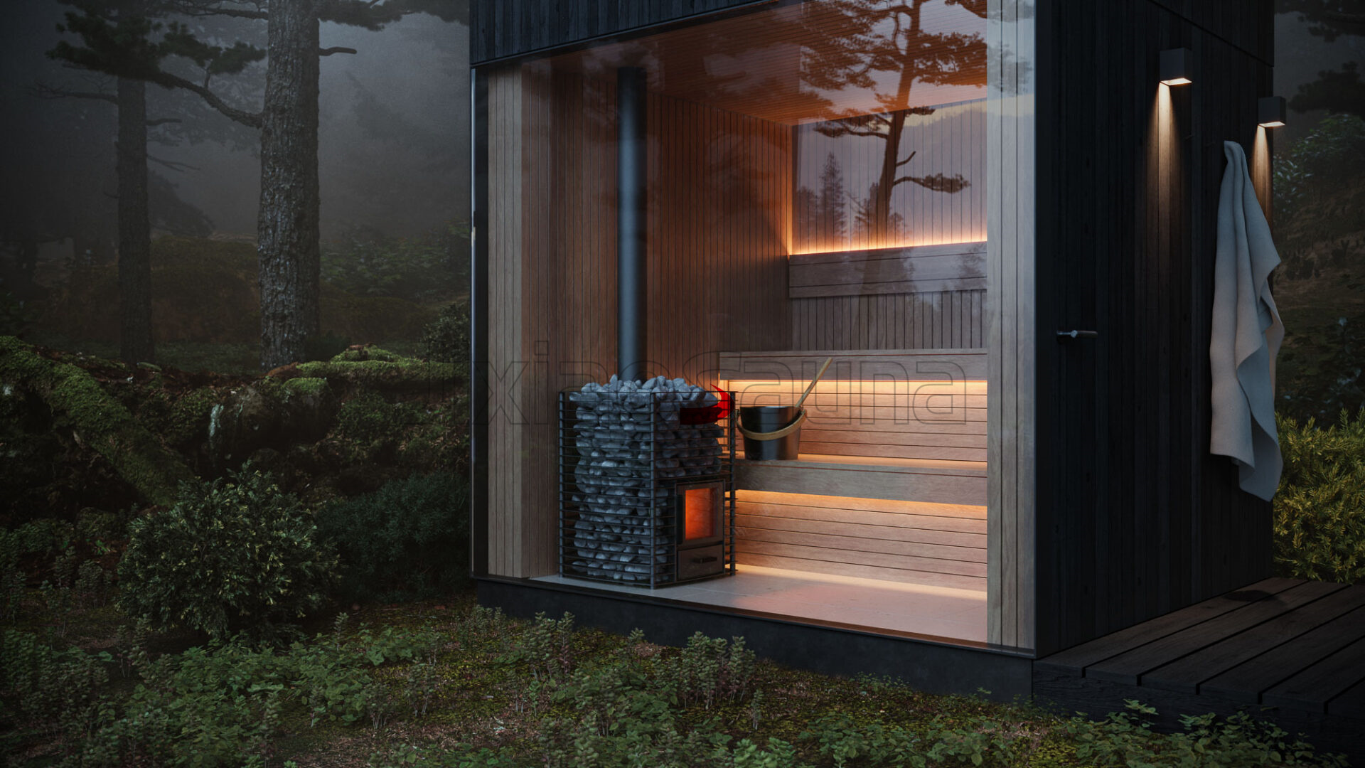 Enchanted Forest Wooden Sauna Cabin with Transparent Wall and Natural CSA-505 product image