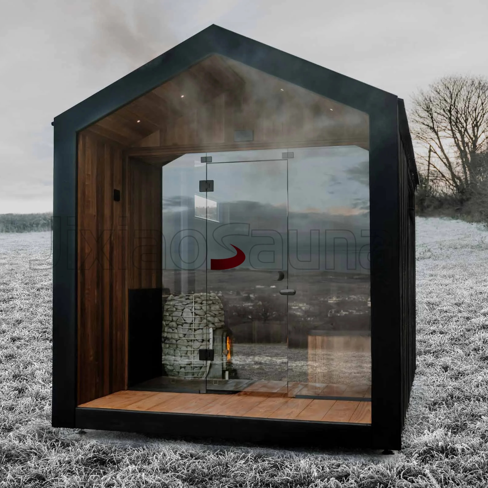 Exclusive Outdoor Sauna Retreat Premium Canadian Cedar Wood Steam Room Kit Interior detail