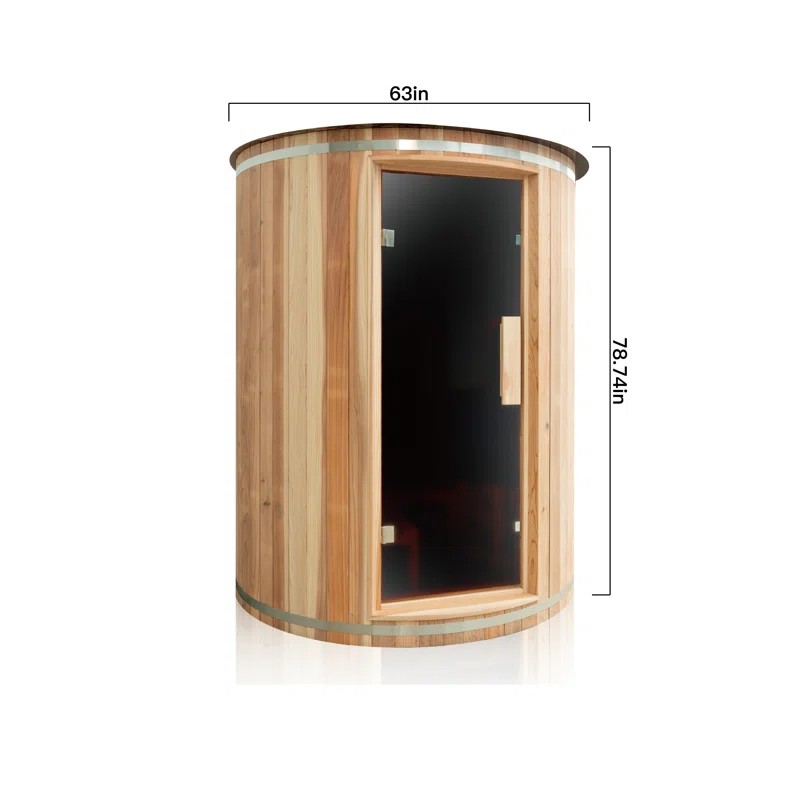 Upright Barrel Sauna Cabin with Curved Bench and Electric Stone Heater CSA-481 product view 3