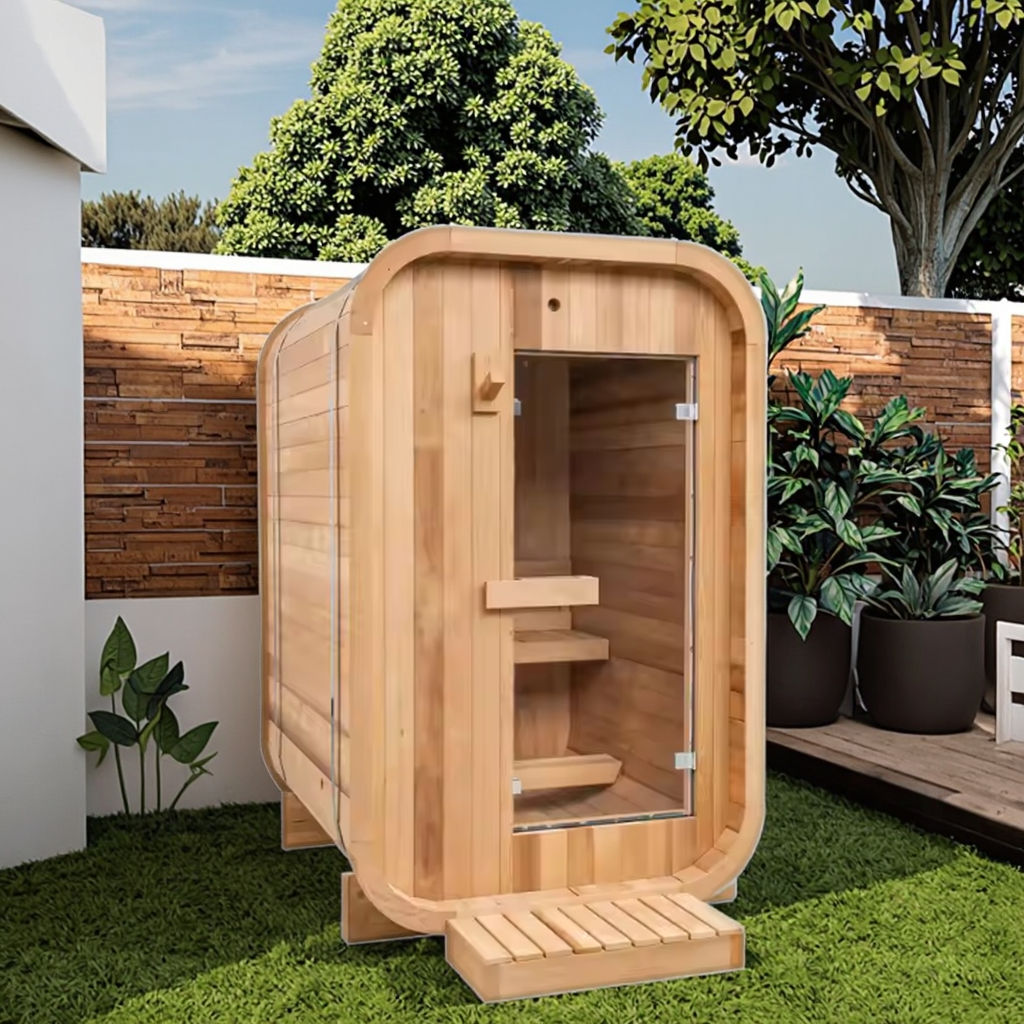 Radius-Corner Outdoor Sauna with Electric Stone Heater CSA-346 product view 2
